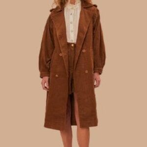 Farm Rio Carmel Corduroy Trench Coat Size M